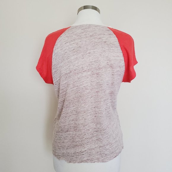 Madewell Size Medium Linen Top Raglan Short Sleeve - Picture 3 of 12